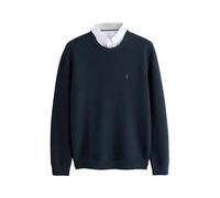 NEXT Herren Regular Fit Strukturierter Pullover mit Oxford-Hemdkragen Marineblau L
