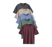 NEXT Herren Relaxed Fit T-Shirts, 5er Pack Blau/Grün/Lila/Neutral L