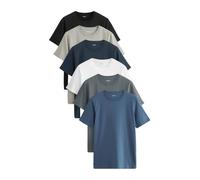 NEXT Herren Slim Fit T-Shirts, 6er-Pack Schwarz/Schiefer/Grau Marl/Weiß/Navy/Blau XL