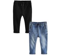 NEXT Jungen 2er-Pack superweiche Schlupfjeans mit Stretch Blau-Schwarz Denim 86-92