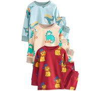 NEXT Jungen 3er-Pack Langarm-Schlafanzüge Rot/Blau/Neutral Tier 98-104