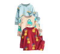 NEXT Jungen 3er-Pack Langarm-Schlafanzüge Rot/Blau/Neutral Tier Numeric_98-Numeric_104