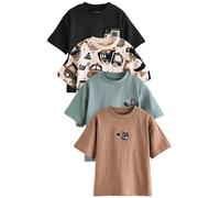 NEXT Jungen 4er-Pack Kurzarm-T-Shirts aus 100% Baumwolle Schwarz/Weiß 74-80