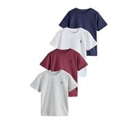 NEXT Jungen 4er-Pack Kurzarm-T-Shirts mit Hirsch-Stickerei Burgundy Red/White 128