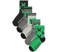 NEXT Jungen 5er-Pack Socken mit lizenziertem Motiv und hohem Baumwollanteil Minecraft Creeper 31-36