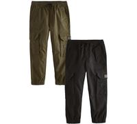 NEXT Jungen Cargohosen, 2er-Pack Schwarz/Khaki Grün 146