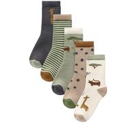 NEXT Jungen Gemütliche Socken mit Baumwolle, 5er-Pack Safari Animals 26.5-30.5