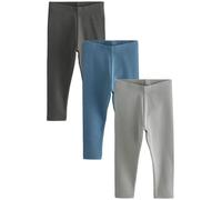 NEXT Jungen Gerippte Leggings, 3er-Pack Blau/Charcoal 92-98