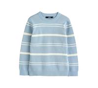 NEXT Jungen Gestreifter Strickpullover mit Rundhalsausschnitt aus 100% Baumwolle Blau Numeric_116