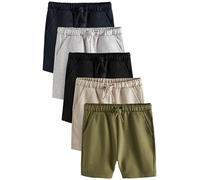 NEXT Jungen Jerseyshorts im 5er-Pack Khakigrün/Grau/Schwarz 98-104