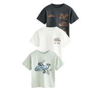 NEXT Jungen Kurzärmelige T-Shirts, 3er-Pack Black/White Transport 86-92