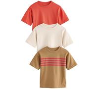 NEXT Jungen Kurzärmelige T-Shirts, 3er-Pack Red/Tan Stripe 92-98