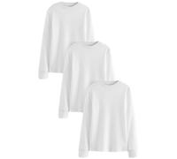 NEXT Jungen Langarm-Shirts, 3er-Pack Weiß 110-116