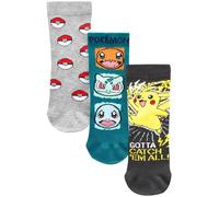 NEXT Jungen lizenzierte Gaming-Socken mit hohem Baumwollanteil, 3er-Pack Pokémon Multi 31-36