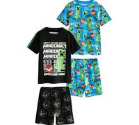 NEXT Jungen Minecraft Kurze Baumwoll-Schlafanzüge, 2er-Pack Green/Black 152