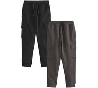 NEXT Jungen Slim Fit Cargo-Jogginghose, 2er Pack Schwarz/Grau 110