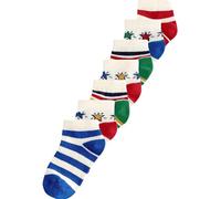 NEXT Jungen Sneaker-Socken mit hohem Baumwollanteil, 7er-Pack Rainbow Stripe/Star 31-36