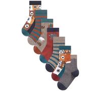 NEXT Jungen Socken mit hohem Baumwollanteil, 7er-Pack Brown Animal Stripe 31-36