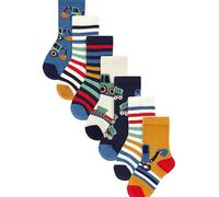 NEXT Jungen Socken mit hohem Baumwollanteil, 7er-Pack Multi Stripe Transport 19-22