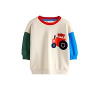 NEXT Jungen Standard Gemustertes Sweatshirt aus 100% Baumwolle Ecru Colourblock 80-86
