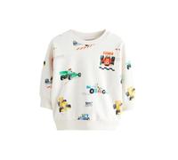 NEXT Jungen Standard Gemustertes Sweatshirt aus 100% Baumwolle Ecru Off White Cars 92-98