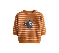 NEXT Jungen Standard Gemustertes Sweatshirt aus 100% Baumwolle Tan Brown Ecru Stripe Bear 62-68
