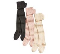 NEXT Mädchen 3er-Pack Strumpfhose mit Zopfmuster Charcoal Grey/Pink/Cream 110-116