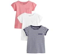 NEXT Mädchen 3er-Pack T-Shirts mit Gänseblümchenbesatz Blue/Pink/White 116
