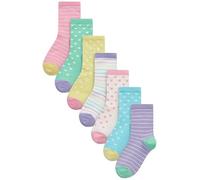 NEXT Mädchen 7er-Pack Baumwollsocken mit Streifen/Punkte Colourful 37-41