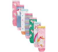 NEXT Mädchen 7er Pack Söckchen mit Baumwolle und Einhornmotiv Pink, Green and blue 26.5-30.5