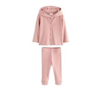 NEXT Mädchen Gerippte Kapuzenstrickjacke und Leggings im Set Light Pink numeric_62-numeric_68