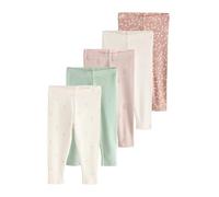 NEXT Mädchen Gerippte Leggings im 5er-Pack Floral 110-116