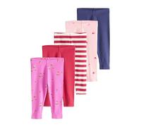 NEXT Mädchen Gerippte Leggings im 5er-Pack Pink Berry Numeric_68-Numeric_74