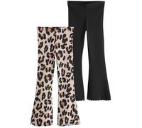 NEXT Mädchen Gerippte Leggings mit ausgestelltem Bein, 2er-Pack Animal Numeric_104