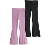 NEXT Mädchen Gerippte Leggings mit ausgestelltem Bein, 2er-Pack Black and Purple 110