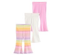 NEXT Mädchen Gerippte Leggings mit Schlag, 3er-Pack Rainbow 74-80