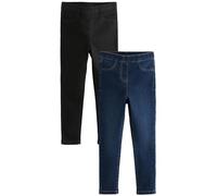 NEXT Mädchen Jeggings, 2er-Pack Black/Dark Denim 134