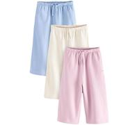 NEXT Mädchen Jogginghose mit weitem Bein, 3er-Pack Pink/Blue/Oatmeal 74-80