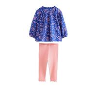 NEXT Mädchen Langarmbluse und Leggings im Set Blue Ditsy Floral 116-122