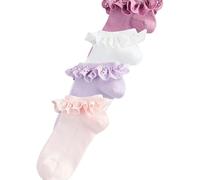 NEXT Mädchen Sneakersocken mit Rüschen im 4er-Pack 19-41
