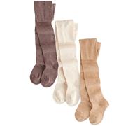 NEXT Mädchen Strumpfhosen mit hohem Baumwollanteil, 3-er Pack Cream/Neutral 122-128
