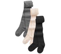 NEXT Mädchen Strumpfhosen mit hohem Baumwollanteil, 3er-Pack Black/Oatmeal/Charcoal 98-104