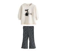 NEXT Mädchen Sweatshirt mit gerüschtem Saum und Leggings mit Schlag im Set Cream Halloween Witch 104-110