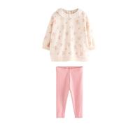 NEXT Mädchen Sweatshirt mit Kragen und Leggings im Set Light Pink Ditsy Floral 74-80