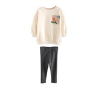 NEXT Mädchen Sweatshirts und Leggings im Set Cream Rainbow Graphic Print 92-98