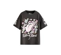 NEXT Mädchen The Rolling Stones Band T-Shirt mit Pailletten Charcoal Grey Floral 128