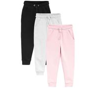 NEXT Mädchen Weiche Jersey-Jogginghose, 3er-Pack Rosa/Grau/Schwarz Numeric_176