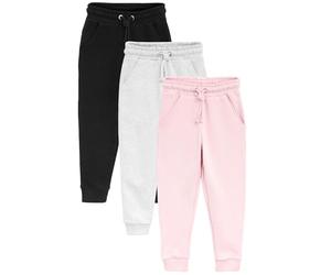 NEXT Mädchen Weiche Jersey-Jogginghose, 3er-Pack Rosa/Grau/Schwarz Numeric_176