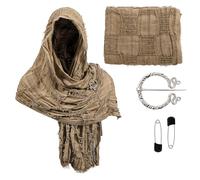 nezababycos Postapokalyptischer Kapuzenschal, Schal, Mittelalter-Renaissance, Kuttenumhang, zerfetzter Wikinger-Zauberer-Kostüm für Herren und Damen, Braun