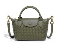 NFengHe Kleine Crossbody-Tasche für Damen, geflochten, trendige Ledertasche in Knöedelform, leichte Mini-Handtasche, A-grün